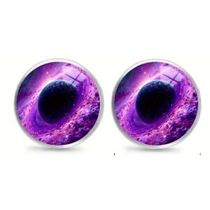 NEW Womens Mystical Purple Evil Eye Earrings Purple Planet Galaxy Jewelry